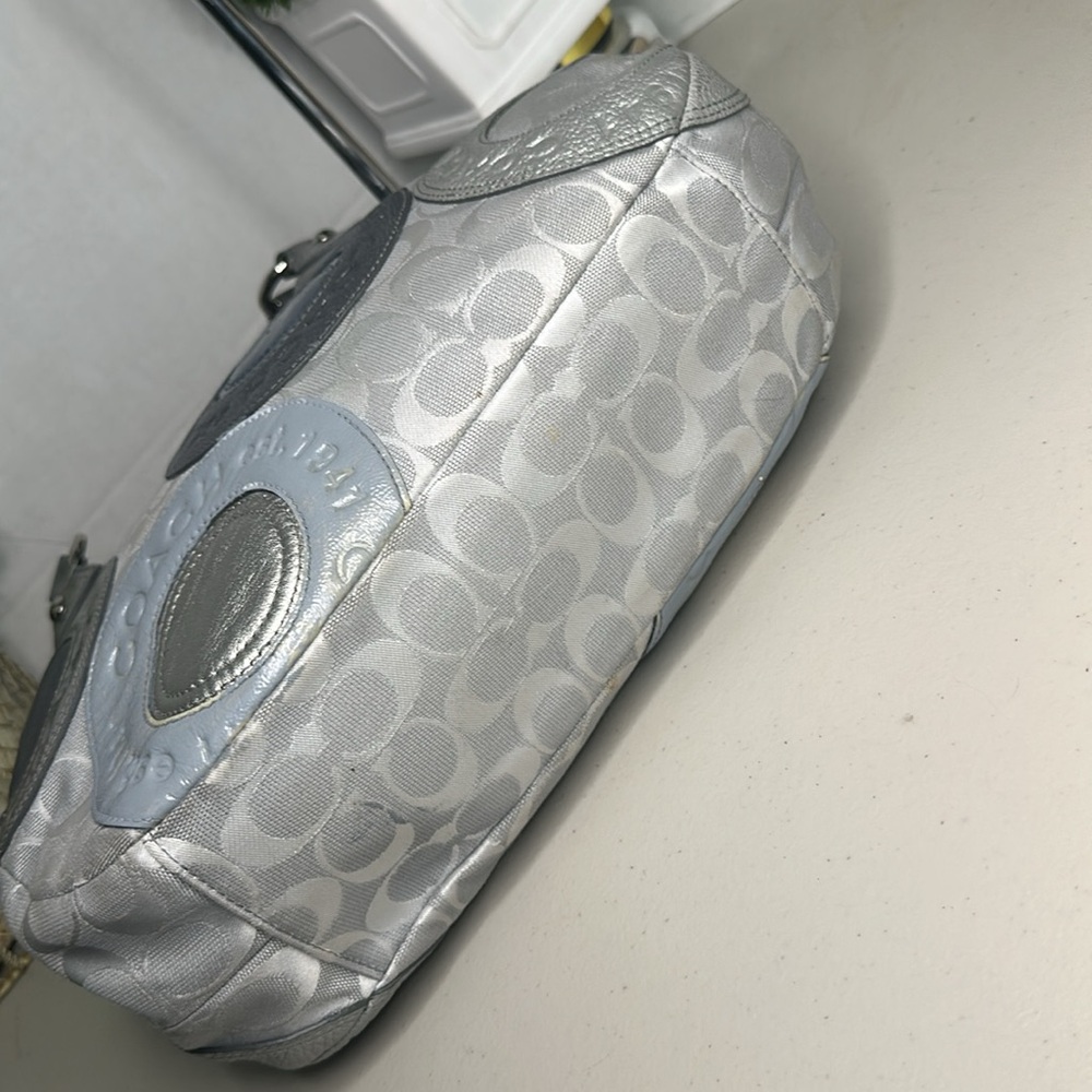 Coach Gray And Silver Patchwork Shoulder Bag - image 8